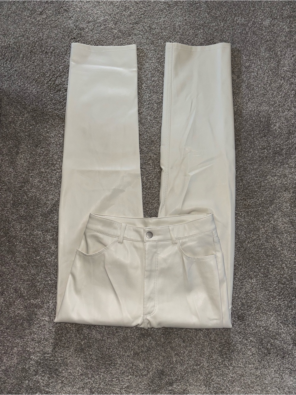 Size 4, Women’s Dynamite Cream Faux Leather Pants
